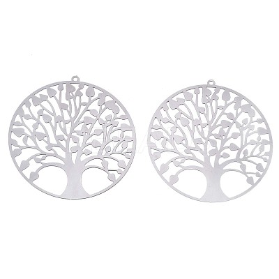 Non-Tarnish 201 Stainless Steel Filigree Pendants X-STAS-R102-37P-1