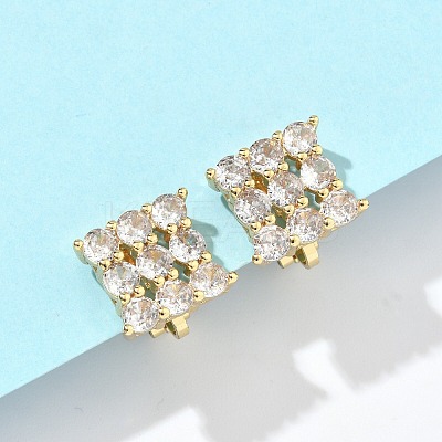Brass Micro Pave Clear Cubic Zirconia Clip-on Earrings EJEW-A132-02C-G-1