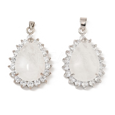Natural Quartz Crystal & Rhinestone Pendants G-K338-31P-13-1