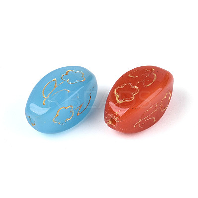 Baking Paint and Golden Metal Enlaced Glass Beads DGLA-T004-35M-1