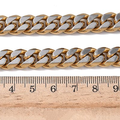 10MM 201 Stainless Steel Cuban Link Chain Necklaces for Women Men NJEW-F360-01G-1