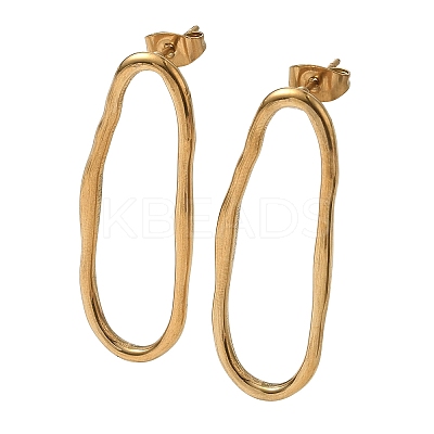 304 Stainless Steel Oval Stud Earrings for Women SA-CBA21A8-03G-1