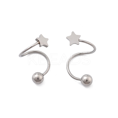 304 Stainless Steel Spiral Cartilage Earrings AJEW-A062-04P-02-1