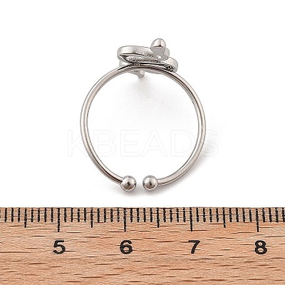 Snake 304 Stainless Steel Open Cuff Ring for Women RJEW-M049-02P-1