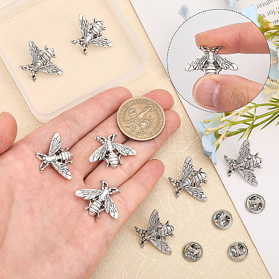 12Pcs Alloy Bees Lapel Pin JEWB-CA0001-36AS-1