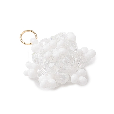 Glass Seed Beaded Snowflake Pendants PALLOY-MZ00815-01-1