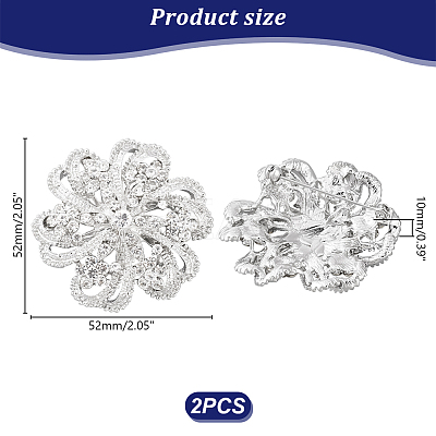 2Pcs Crystal Rhinestone Flower Brooch Pins JEWB-GA0001-26-1