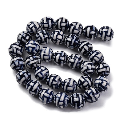 Handmade Blue and White Porcelain Beads Strands PORC-I027-01E-1