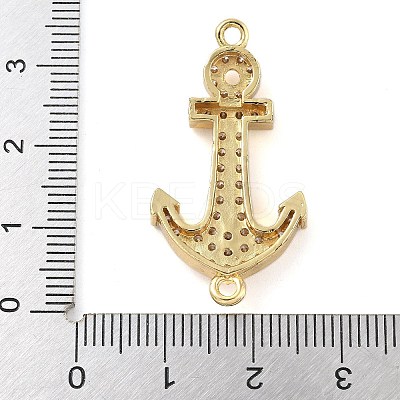 Rack Plating Brass Micro Pave Clear Cubic Zirconia Anchor Connector Charms KK-A234-052G-1