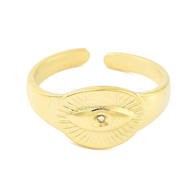 Real 18K Gold Plated 304 Stainless Steel Open Cuff Rings for Women RJEW-B061-01G-02-1