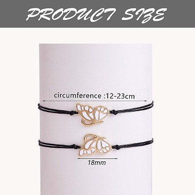 2Pcs Brass Enamel Butterfly Link Bracelets Set JB729B-1
