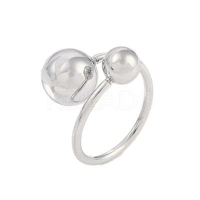 Non-Tarnish 304 Stainless Steel Round Open Cuff Ring for Women RJEW-C097-07P-1