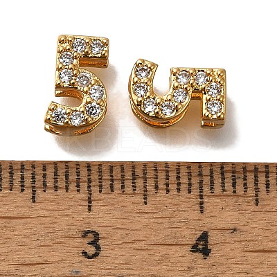 Rack Plating Number Brass Micro Pave Clear Cubic Zirconia Silde Charms KK-A231-13F-1