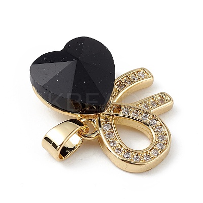 Real 18K Gold Plated Rack Plating Brass Micro Pave Clear Cubic Zirconia Pendants KK-C015-26G-06-1