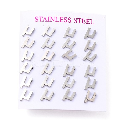 Tarnish Resistant 304 Stainless Steel Greek Alphabet Stud Earrings STAS-D007-07P-13-1