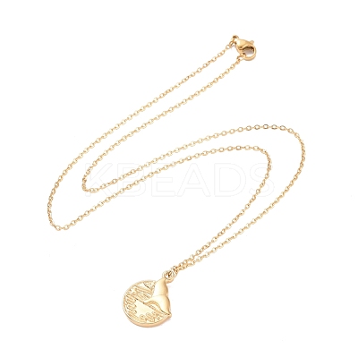 Ion Plating(IP) 304 Stainless Steel Whale Tail Pendant Necklace for Women NJEW-F294-06G-1