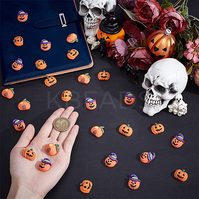 55Pcs 3 Styles Pumpkin Resin Cabochons RESI-OC0001-71-1