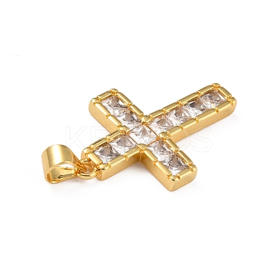 Brass Micro Pave Clear Cubic Zirconia Pendants ZIRC-A021-19G-1