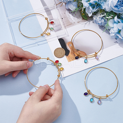4Pcs 2 Styles 304 Stainless Steel Charm Bangles for Women BJEW-UN00031-1