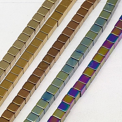 Electroplate Non-magnetic Synthetic Hematite Beads Strands G-J170A-4x4mm-M-1