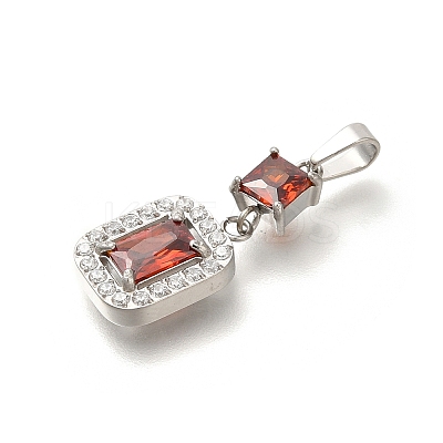 304 Stainless Steel Micro Pave Cubic Zirconia Pendants STAS-H228-03P-04-1