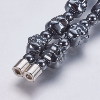 Non-magnetic Synthetic Hematite Mala Beads Necklaces NJEW-K096-10C-1