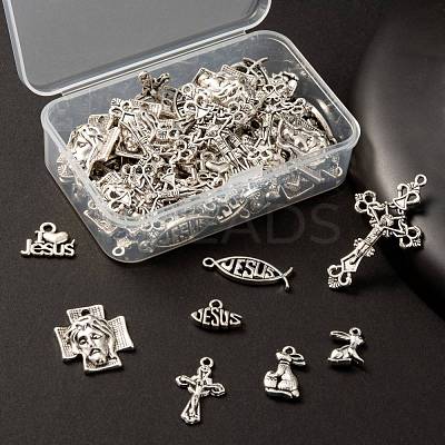 80Pcs 8 Style Tibetan Style Alloy Pendants FIND-LS0001-41AS-1