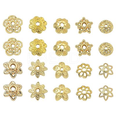 100Pcs 10 Styles Brass Bead Caps KK-CJ0002-08-1
