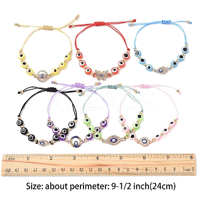 Resin Evil Eye Braided Bead Bracelets for Women BJEW-FS00018-06-1