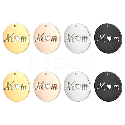 8Pcs 4 Colors Mother's Day Ion Plating(IP) 304 Stainless Steel Pendants STAS-PH0003-95-1