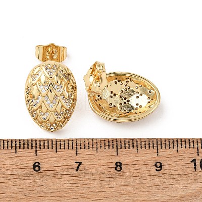 Brass Micro Pave Cubic Zirconia Egg Stud Earrings EJEW-B153-12G-1
