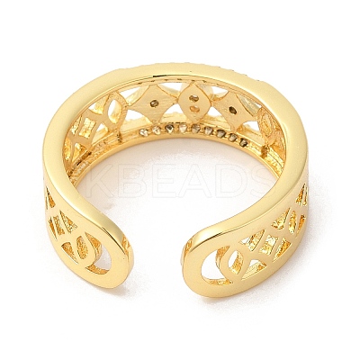 Clear Cubic Zirconia Hollow Out Open Cuff Rings RJEW-L106-006G-1