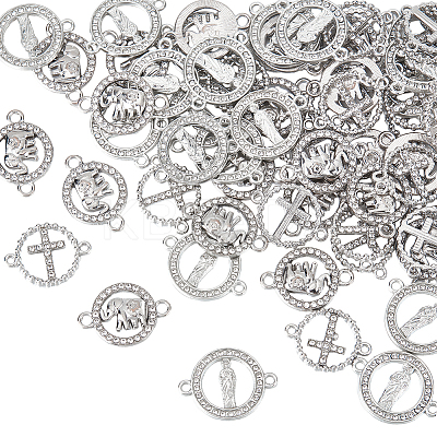 60Pcs 3 Styles Alloy Connector Charms with Crystal Rhinestone FIND-HY0002-57-1