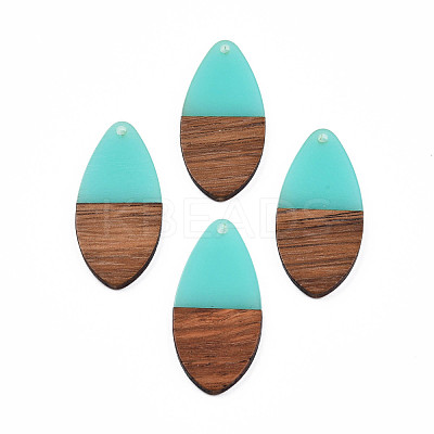 Transparent Resin & Walnut Wood Pendants RESI-N025-032-C04-1