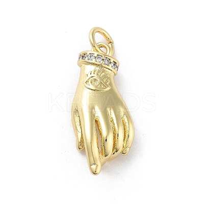 Rack Plating Palm Brass Micro Pave Cubic Zirconia Pendants KK-E102-18G-03-1