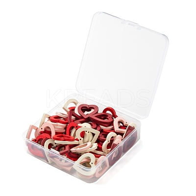80Pcs 4 Colors Painted Poplar Wood Pendants WOOD-LS0001-12-1