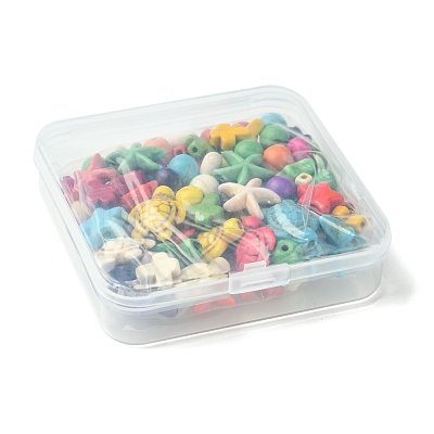 100Pcs 6 Styles Synthetic Turquoise Beads Sets TURQ-FS0001-05-1