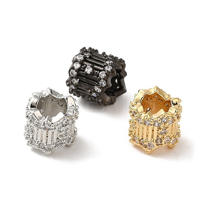 Rack Plating Brass Micro Pave Cubic Zirconia European Beads KK-Q795-03-1