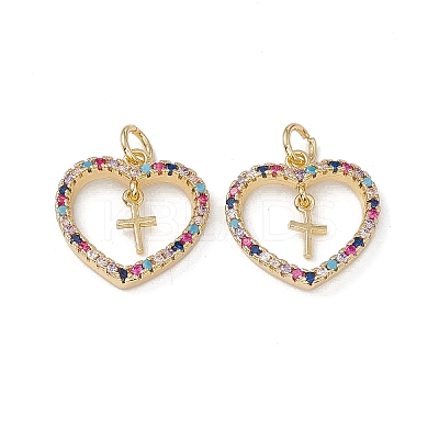 Brass Colorful Cubic Zirconia Pendants KK-E068-VA055-2-1