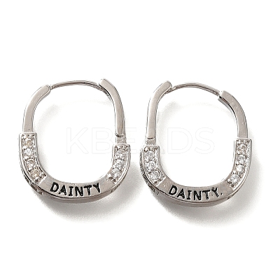 Brass Cubic Zirconia Hoop Earrings EJEW-M048-07P-1