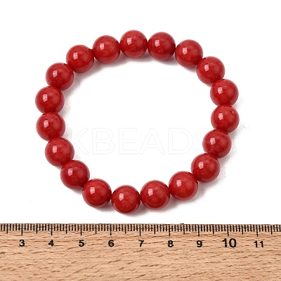 10MM Natural Dyed White Jade Round Beaded Stretch Bracelets for Women GG-CBA3F02-12B-1