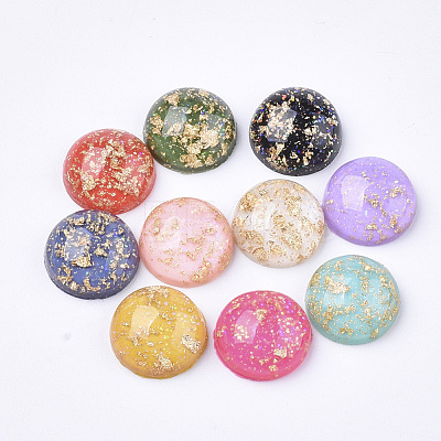 Glitter Translucent Resin Cabochons X-RESI-S364-43A-M-1