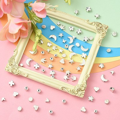 200Pcs 10 Styles Tibetan Style Alloy Beads TIBEB-CJ0001-25-1