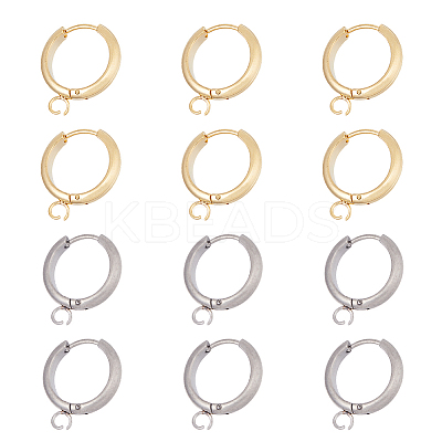 12Pcs 2 Colors 201 Stainless Steel Huggie Hoop Earring Findings FIND-DC0005-86-1
