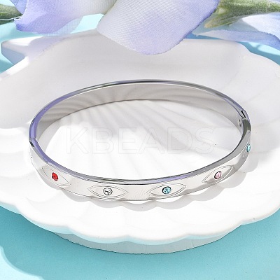 Eye 304 Stainless Steel Rhinestone Bangles for Women BJEW-Z092-09P-1