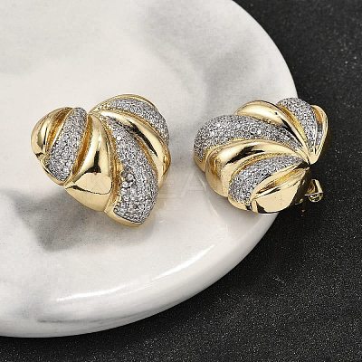 Brass Micro Pave Clear Cubic Zirconia Stud Earrings for Women EJEW-G430-02GP-1