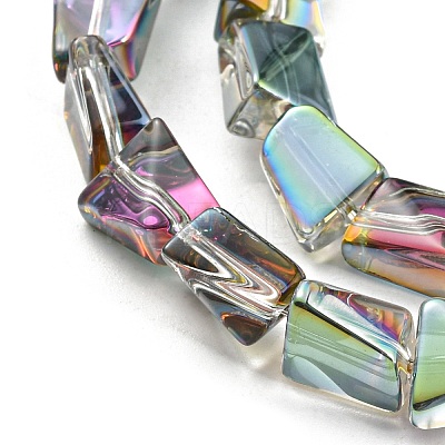 Half Plated Electroplate Transparent Glass Beads Strands EGLA-G037-06A-HP03-1