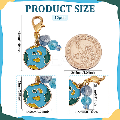 10Pcs Earth Alloy Sky Blue Enamel Pendant Decoration HJEW-FG00021-1