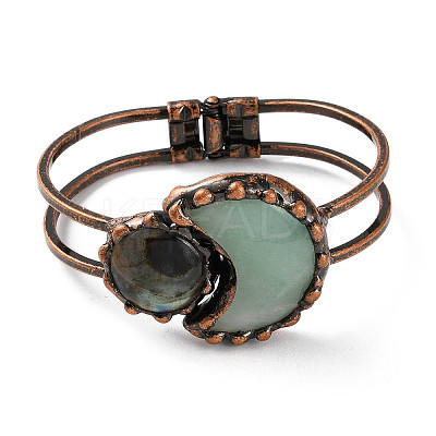Natural Green Aventurine Hinged Bangles BJEW-G679-02R-01-1