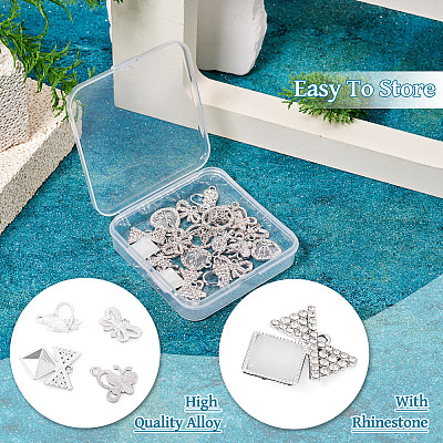 24Pcs 6 Styles Alloy Crystal Rhinestone Pendants FIND-TA0006-20P-1